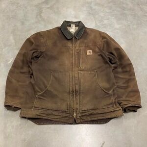 vintage y2k 90s mocha brown carhartt collared detroit jacket